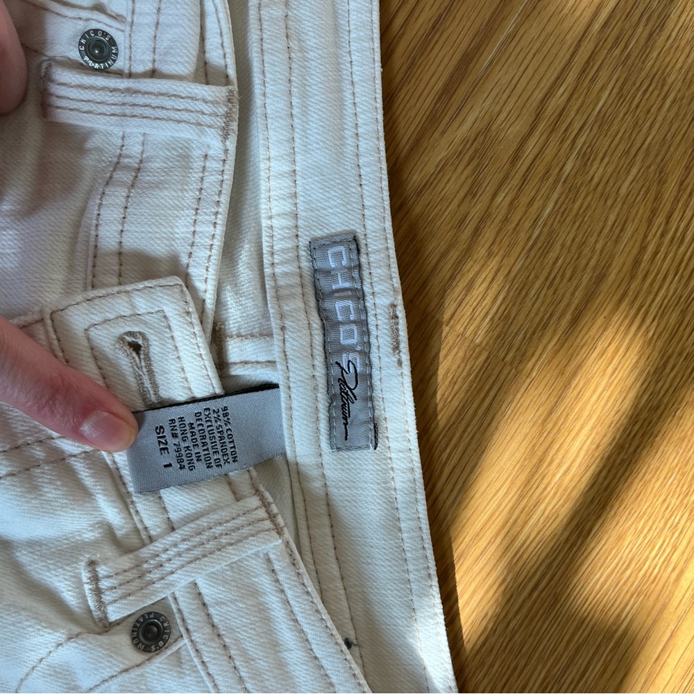 Chico's Platinum Ivory Embroidered Straight Leg Jeans - Picture 5 of 6